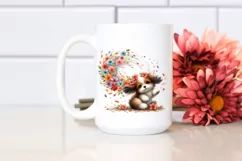 Colorful Dog Tumbling Petals Watercolor Sticker Clipart Product Image 2
