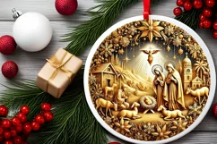 Round Christmas Ornament Sublimation|Clipart Product Image 1