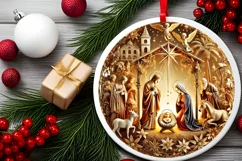 Round Christmas Ornament Sublimation|Clipart Product Image 1