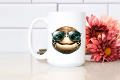 Funny Cute Turtle Sunglasses Portrait Sticker Product Image 2