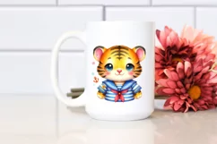 Vibrant Watercolor Cute Tiger Sailor Suit | Sublimation | Product Image 2