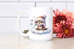 Cute Baby Otter on Cloud, PNG Product Image 2