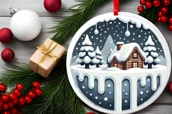 Round Christmas Ornament Sublimation|Clipart Product Image 1