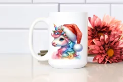 Baby Unicorn in Santa Hat, Magical PNG Product Image 2