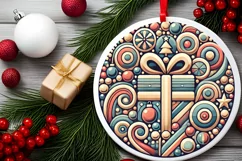 Round Christmas Ornament Sublimation|Clipart Product Image 2