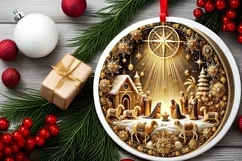 Round Christmas Ornament Sublimation|Clipart Product Image 1