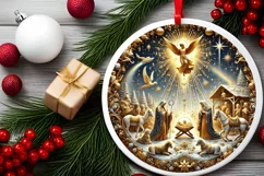 Round Christmas Ornament Sublimation|Clipart Product Image 1