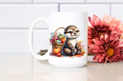 Quirky Baby Otter Watercolor Clipart Product Image 2