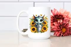 Cute Baby Dragon Surrounded by Sunflower PNG Product Image 2