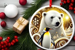 Round Christmas Ornament Sublimation|Clipart Product Image 1