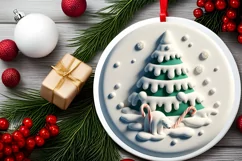 Round Christmas Ornament Sublimation|Clipart Product Image 1