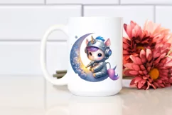 Pastel Baby Unicorn Moon Clipart Product Image 2