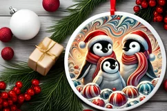 Round Christmas Ornament Sublimation|Clipart Product Image 1