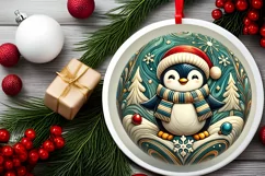 Round Christmas Ornament Sublimation|Clipart Product Image 1