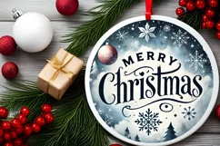 Round Christmas Ornament Sublimation|Clipart Product Image 2