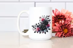 Vibrant Floral Frame with Black Roses PNG Product Image 2