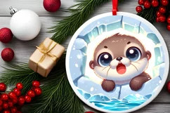 Round Christmas Ornament Sublimation|Clipart Product Image 2