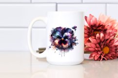 Abstract Shiny Pansy Watercolor Clipart Product Image 2