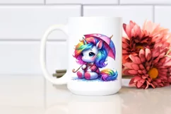 Funny Unicorn with Umbrella, Vibrant PNG Product Image 2