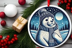 Round Christmas Ornament Sublimation|Clipart Product Image 1