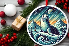 Round Christmas Ornament Sublimation|Clipart Product Image 1