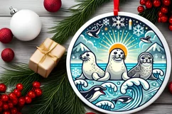 Round Christmas Ornament Sublimation|Clipart Product Image 1