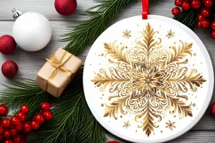 Snow Flake Christmas Round Cute Ornament Sublimation Product Image 1