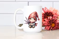 Cute Watercolor Gnome with Heather Clipart Product Image 2