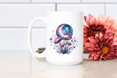 Colorful Watercolor Magical Celestial Astral Mushroom Product Image 2