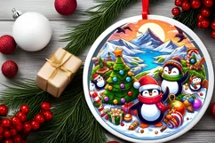 Round Christmas Ornament Sublimation|Clipart Product Image 2