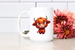 Funny Baby Face Expressive Highland Cow PNG Product Image 2