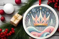 Round Christmas Ornament Sublimation|Clipart Product Image 1