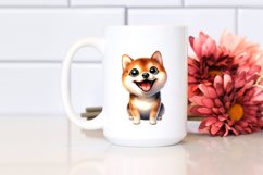 Crazy Looking Shiba Inu Watercolor Sitting Tilted Head | Product Image 2