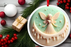 3D Marzipan Christmas Fairy Round PNG Product Image 2