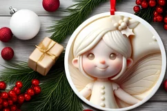 3D Marzipan Christmas Fairy Round PNG Product Image 2