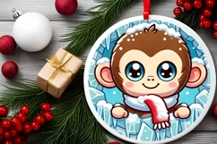 Round Christmas Ornament Sublimation|Clipart Product Image 1