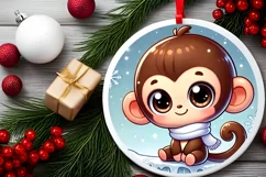 Round Christmas Ornament Sublimation|Clipart Product Image 1