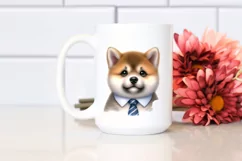 Baby Akita Watercolor Clipart, Thoughtful Tie Product Image 2