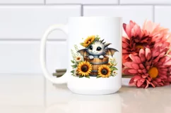 Cute Dragon with Sunflower, PNG Product Image 2