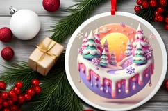 Round Christmas Ornament Sublimation|Clipart Product Image 1
