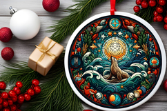 Round Christmass Ornament PNG Product Image 2