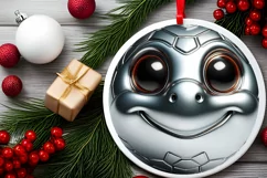 Turtle Christmas Round Ornament Sublimation PNG Product Image 2