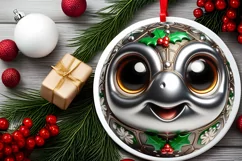 Turtle Christmas Round Ornament Sublimation PNG Product Image 2