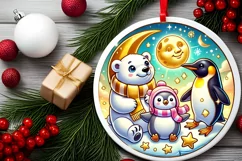 Round Christmas Ornament Sublimation|Clipart Product Image 1