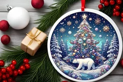 Round Christmas Ornament Sublimation|Clipart Product Image 2