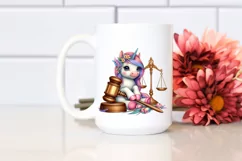 Baby Unicorn with Gavel, Magical PNG Product Image 2