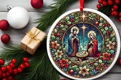 Round Christmas Ornament Sublimation|Clipart Product Image 1