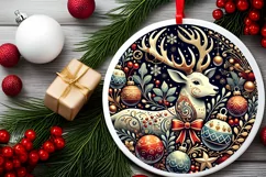 Round Christmas Ornament Sublimation|Clipart Product Image 1