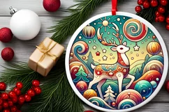 Round Christmas Ornament Sublimation|Clipart Product Image 1