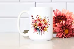 Vibrant Gold Foil Bouquet Cherry Blossom Clipart Product Image 2